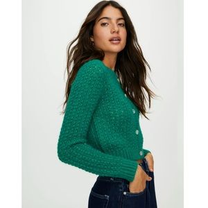 Aritzia WILFRED FREE Green Emerald Fortune Cardigan NWT Size M